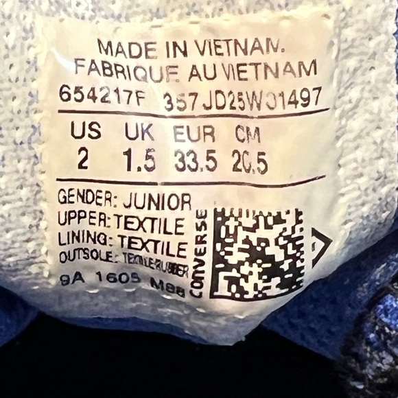 Converse All Star CounterClimate Water Repellent Blue Sneakers Lace-up Jr Size 2 - Picture 12 of 12